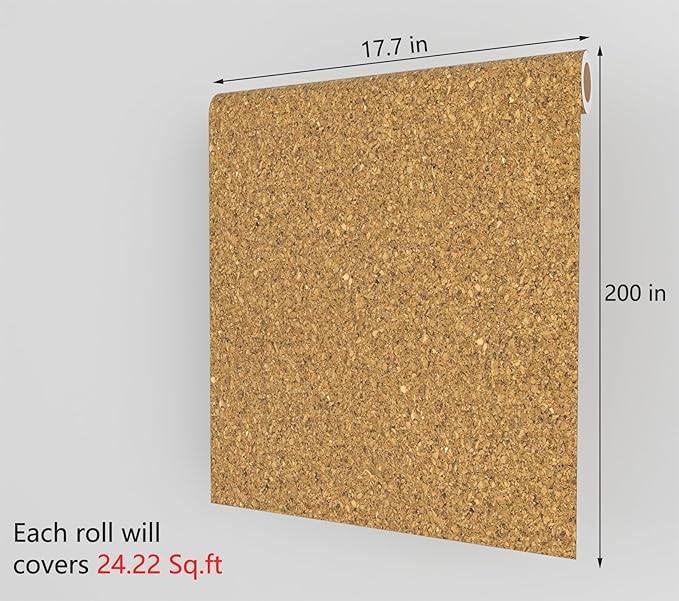 Decotalk Multi-purpose Cork Shelf Liner - 3ftx10ft Self Adhesive Cork Drawer Liners for Kitchen Peel and Stick Corks Liners for Cabinets and Drawers, Brown, Self-Adhesive Corks Sheet Roll, Easy to Use