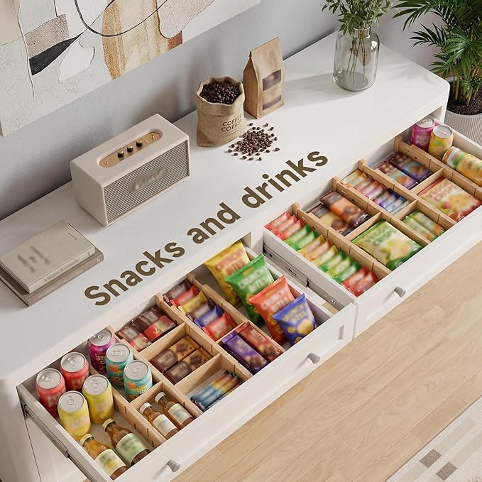Kitchen Drawer Organizer, Expandable Bamboo Drawer Divider, Include 8 Dividers, 8 Small Inserts and 8 Medium Inserts for Home, Office, Dressers (Short-8 Dividers)