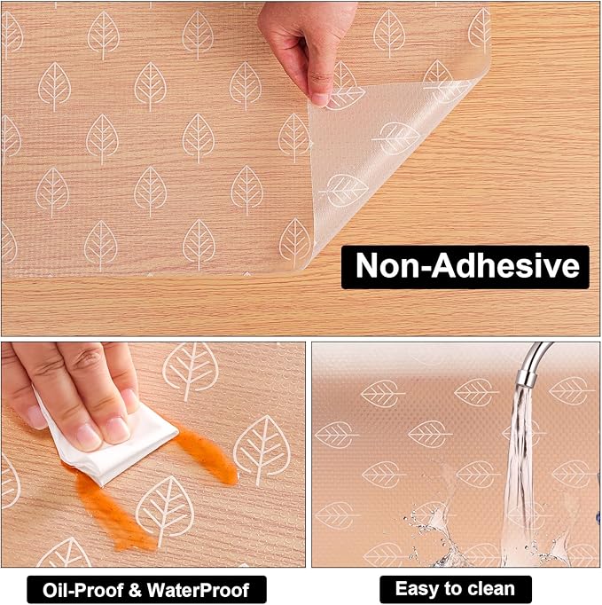 Cooyes Shelf Liner Drawer Liners, Shelf Liners for Kitchen Cabinets, Non Adhesive Cabinet Liner, EVA Waterproof Non-Slip Refrigerator Liners for Kitchen, Drawer