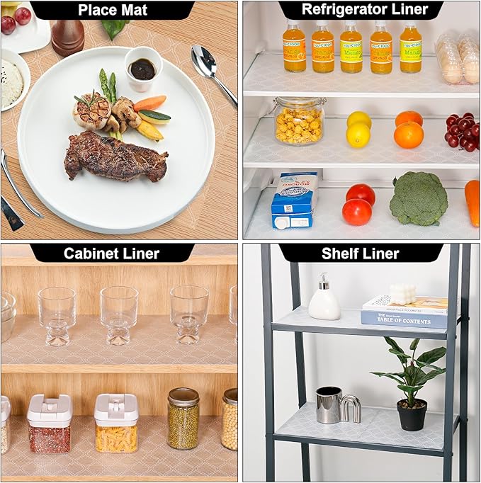 Cooyes Shelf and Drawer Liner for Kitchen Cabinets Non-Adhesive, Waterproof Non-Slip Cabinet Liners for Desk, Refrigerator, Shelves, Bathroom Drawers, Cabinet Protection(11.8" W x 236" L)