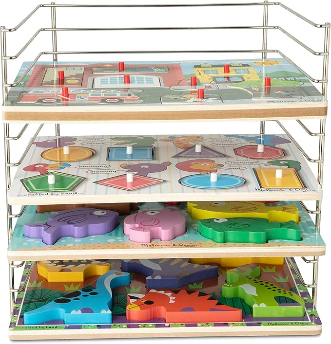 Melissa & Doug Multi-Fit Metal Wire Puzzle Rack 12 inches wide and 0.75 inches deep