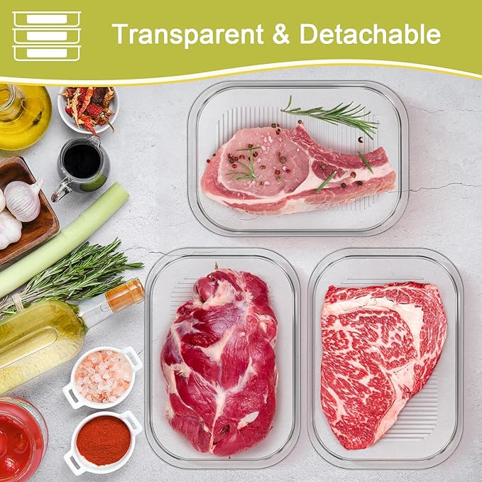 Cecnamt Stackable Deli Meat Container with Drainage Groove and Silicone Lid, Clear Refrigerator Storage Containers for Lunch Meats, Cold Cuts, Bacon, Cheese, BPA Free - 2 Layer