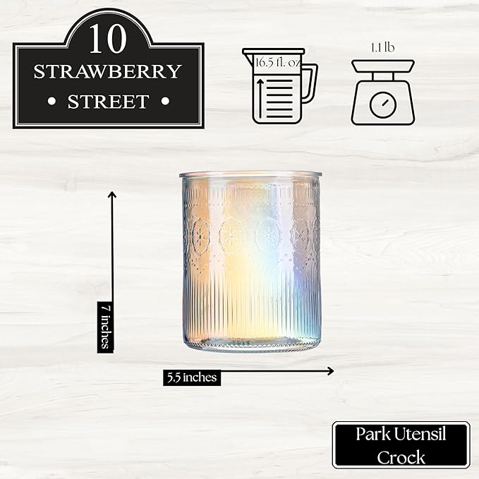 10 Strawberry Street Park Glass Utensil Crock, Luster