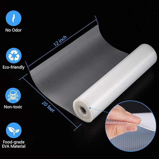 ForeSky Shelf Liner,Non-Adhesive Drawer Liner,Food-Grade Material for Kitchen Cabinets Liner,Non-Slip Cupboard Liners Kitchen Drawer Liners Bathroom Shelves Liners (12 inches x 20 Feet x 4 Rolls)
