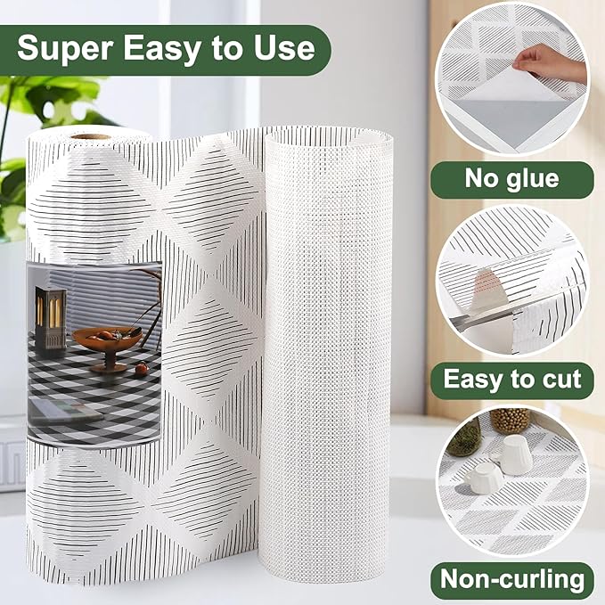 Shelf and Drawer Liner for Kitchen Cabinets 24In x 30FT Non-Adhesive Shelf Liner Non-Slip Strong Grip Cabinet Liner Waterproof Thickened Easy to Clean Drawer Mats Protect Pantry, Tool Box, Dresser