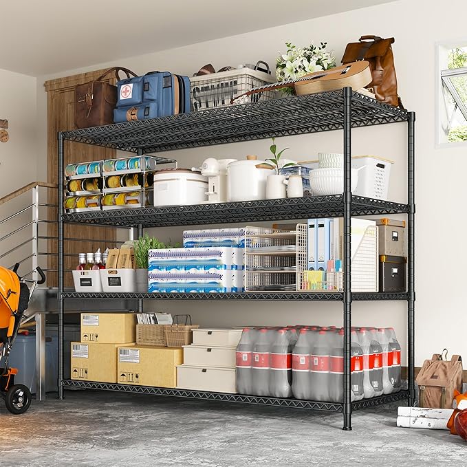 68''W Storage Shelves 2500LBS Wire Shelving Unit, Adjustable Garage Shelving Heavy Duty, Metal Shelving for Garage, Pantry, Kitchen, Basement, Commercial Industrial,68.1"W x 20.9"D x 70.9"H