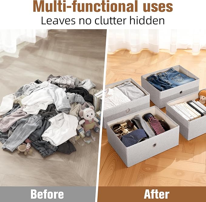 SHAWKEN Drawer Organizer Clothes, 9-Pack Collapsible Cube Storage Bin for Versatile Home and Closet Organizers and Storage
