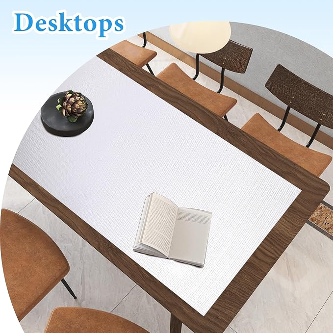 Shelf Liners for Kitchen Cabinets 17in x 30FT Non Adhesive Drawer Liner White Thickened Shelf Liner Paper Strong Non-Slip Easy to Clean for Tool Box Refrigerator with Knife and Tape Measure