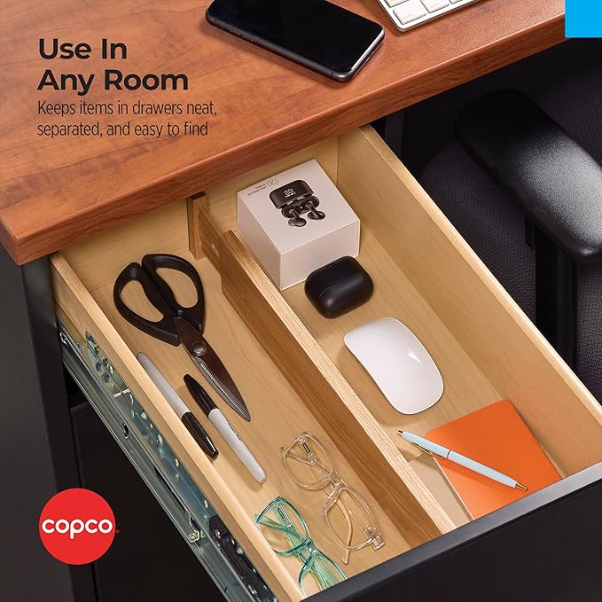 Copco Kitchen Drawer Dividers, Sprin Loaded, Utensil Organizers, Adjustable Drawer Dividers