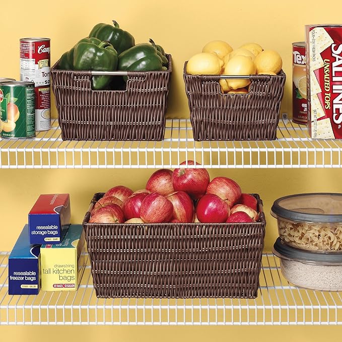 Whitmor Java Rattique Shelf Storage Tote Basket, 1 Count (Pack of 2)