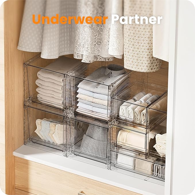 A-LuGei ใ๐ฎ๐ฃ๐๐ฆใ Acrylic Stackable Storage Drawers, 11.8" L Makeup Organizer, Bathroom Organizer and, Under Sink Organizer, Plastic Storage Bins