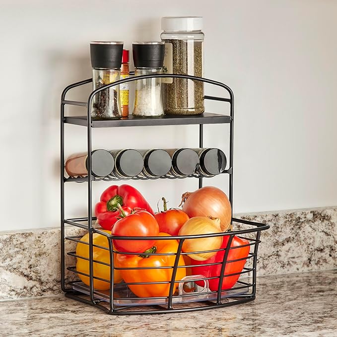 Polder Countertop Storage Bin with Shelf and Jars