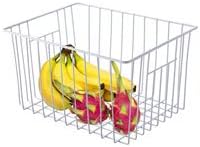 iPEGTOP Deep Refrigerator Freezer Baskets, Large Household Wire Storage Basket Bins Organizer with Handles for Kitchen, Pantry, Freezer, Cabinet, Closets, Pearl White, Set of 2