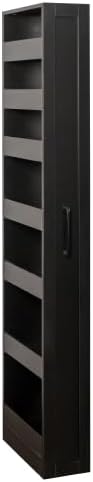 Single-Sided Open Shelf Tall Narrow Pull Out Storage Shelf, 7 Tier Slim Rolling Pantry Storage Cart Next to Fridge Spice Rack Shelves for Kitchen Bathroom Laundry Narrow Places (Black1)