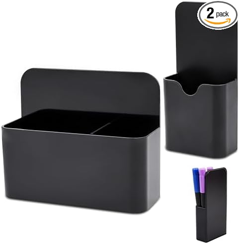 2Pack Magnetic Pencil Holder ,Magnetic Pen Holder Marker Holder , Magnetic Dry Erase Marker Holder With Adjustable Compartments,Magnetic Marker Pen Pencil Organizer for Refrigerator Whiteboard locker