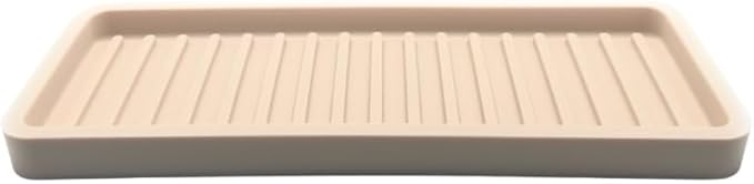 Happitasa Silicone Kitchen Sink Organizer Tray, Sponge Holder and Countertop Protector | Bathroom and Kitchen Soap Dish and Dispenser Tray (Sand Dollar, 9"x3.5", 5.6 Ounces)