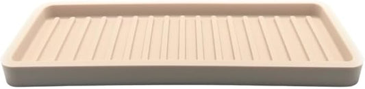 Happitasa Silicone Kitchen Sink Organizer Tray, Sponge Holder and Countertop Protector | Bathroom and Kitchen Soap Dish and Dispenser Tray (Sand Dollar, 9"x3.5", 5.6 Ounces)