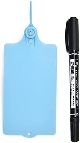LeadSeals 100 Plastic Shipping Tags - Waterproof, Writable, Hanging Tags with One Blue Marker Pen