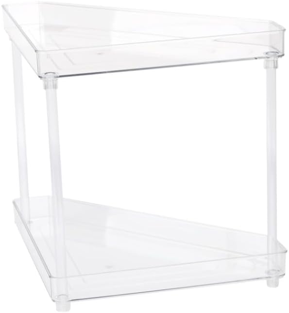 YBM HOME Elegant 2-Tier Lucite Plastic Bathroom Vanity Office Countertop Corner Rack, 1221