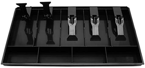 Cash Register Drawer Insert Tray Organizer with 5 Bill/4 Coin Compartments for Money Storage, Black