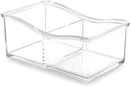 BINO 'The Uniform' 2 Compartment Makeup and Jewelry Organizer, Clear and Transparent Cosmetic Beauty Vanity Holder Storage