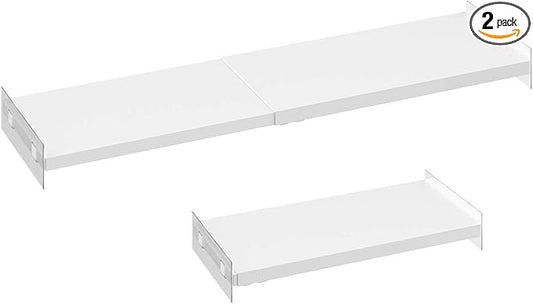 Closet Shelf Organizer Expandable Cabinet Tension Shelf Divider Heavy Duty Metal DIY Shelf Separator for Wardrobe Cupboard Cabinet Pantry Kitchen Bathroom,White,2packs