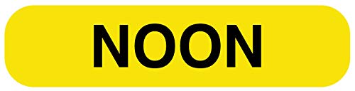 United Ad Label Medication Instruction Labels NOON, 1-5/8" x 3/8", Permanent Paper Label, Yellow, One Roll of 1000 Labels