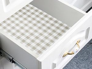 Aohoofull Drawer Shelf Liner for Kitchen Cabinets Non-adhesive,Thick Strong Grip Waterproof Easy to Clean Shelf Mats for Under Sink Mat,Bathroom,Cupboard,Dressers,Place Mats, White Stripes,12IN X 10FT