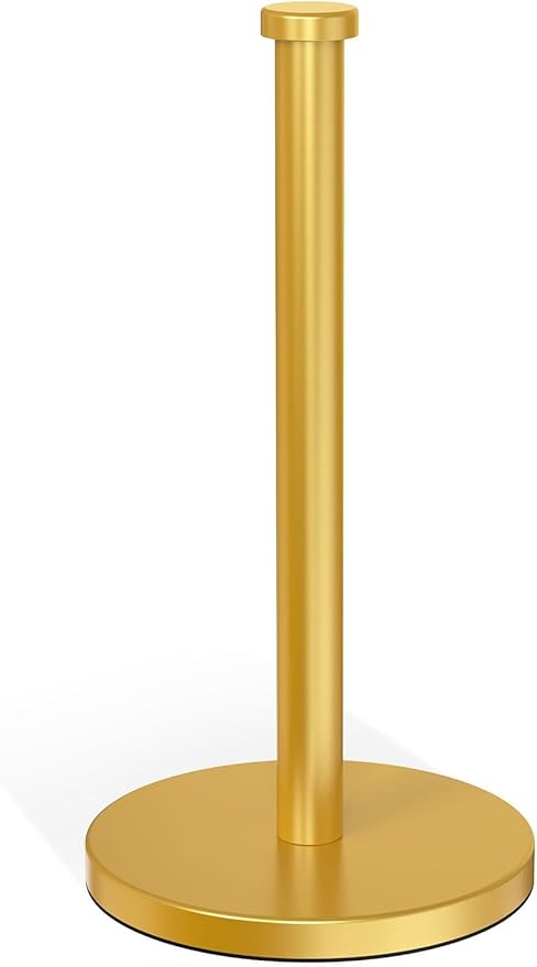 VEHHE Paper Towel Holder Countertop, Weighted Non-Slip Base, Stainless Steel Paper Towel Holder for Kitchen Bathroom (Gold)