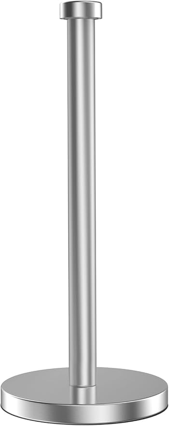 Paper Towel Holder, Standing Paper Towel Roll Holder for Kitchen Bathroom, Steady Paper Towel Holder Countertop with Solid Weighted Base, Stainless Steel Paper Towel Holders (Silver)