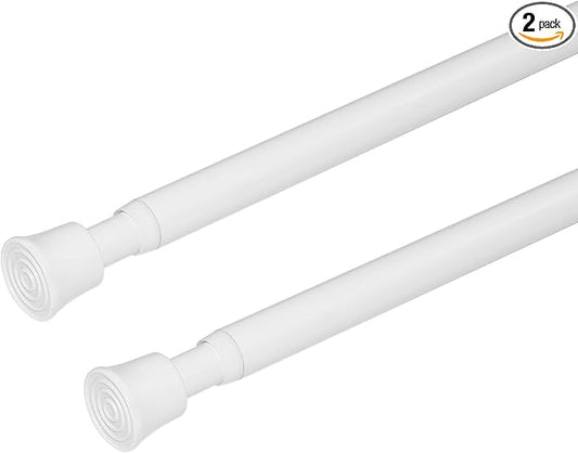 KXLife 2Pcs Tension Curtain Rod Adjustable 28-40 Inch, Small Tension Rods No Drill, Expandable Spring Loaded Tension Rods for Window (White)