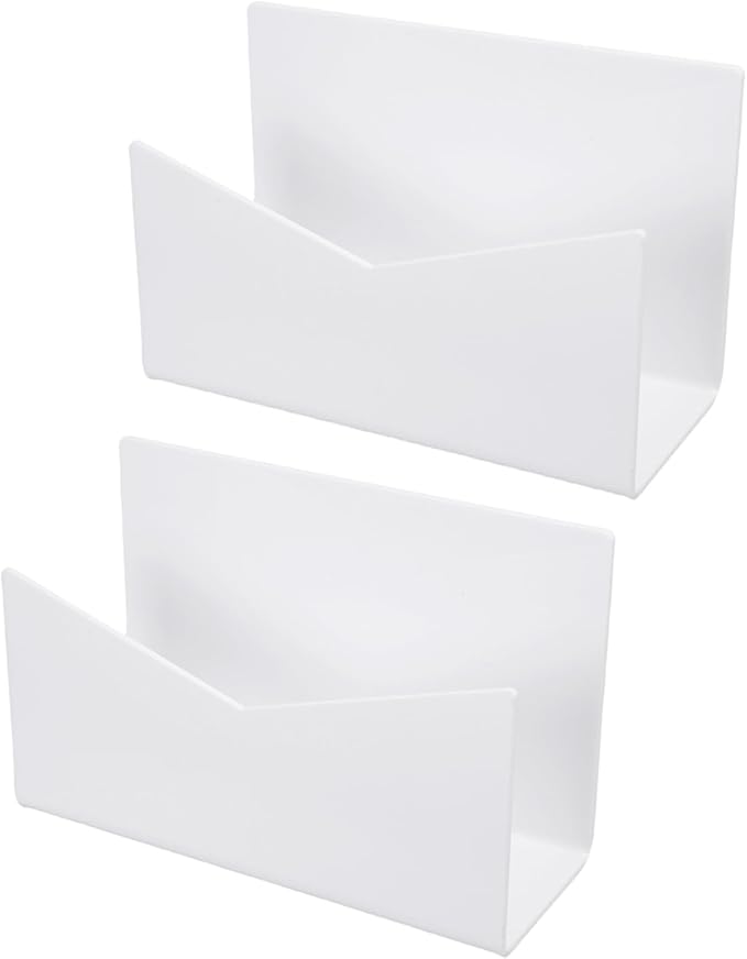 Sorandy 2 Pack Acrylic Mail Organizer, Mail Holder Stand, Vertical File Folder, Letter Sorter Desk Envelope Rack, for Home Office School Envelope Bill Filling Paper Document (White)