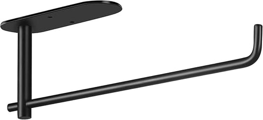 Paper Towel Holder Under Kitchen Cabinet - Self Adhesive or Drilling Paper Towel Holder Stick on Wall for Kitchen, Bathroom, Cabinets, SUS304 Stainless Steel - Black