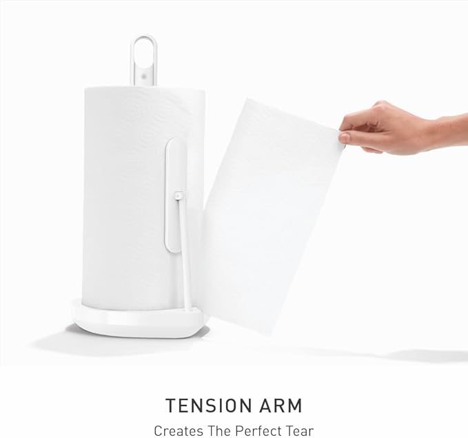 simplehuman Standing Paper Towel Holder with Spray Pump, White Stainless Steel
