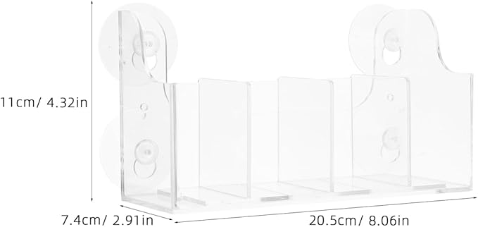 Cabilock Suction Cup Beverage Organizer Rack for Fridge Clear Acrylic Kitchen Storage with 4 Compartments Multipurpose Drink and Spice Bottle Holder 8.07X4.33X2.91 Inch