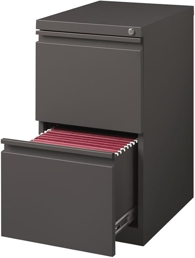 Pemberly Row 20" 2-Drawer Modern Metal Mobile Pedestal Filing Cabinet in Espresso