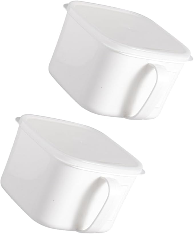 2pcs Large White Plastic Food Storage Containers with Handle and Label, Airtight Dry Food and Cereal Canisters for Refrigerator Organization