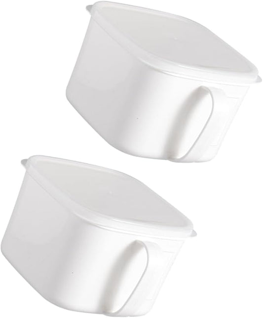 2pcs Large White Plastic Food Storage Containers with Handle and Label, Airtight Dry Food and Cereal Canisters for Refrigerator Organization