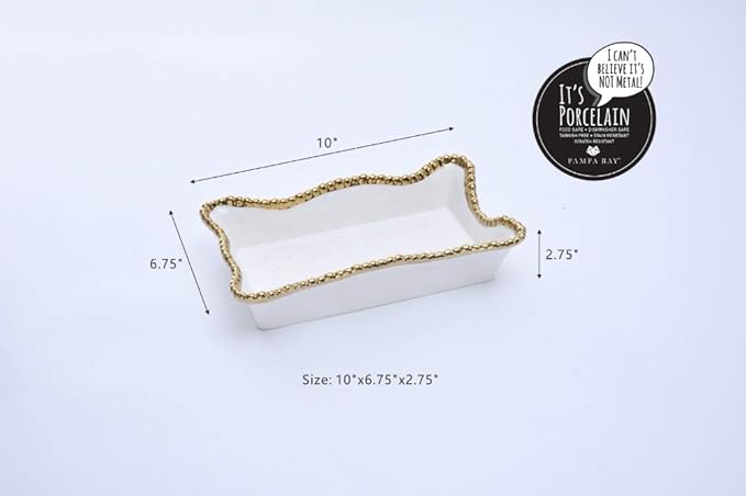 Golden Salerno Porcelain Dinner Napkin/Guest Towel Holder