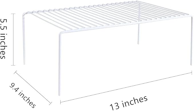Kitchen Cabinet Shelf Organizer Set of 4, Medium (13 x 9.4 inch) Metal Wire Pantry Storage Shelves, Dish Plate Racks for Cabinets, Freezer, Counter, Cupboard Organizers and Storage, White