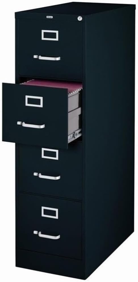 Pemberly Row Set of 3 Metal 4-Drawer Letter Width Vertical File Cabinet Black