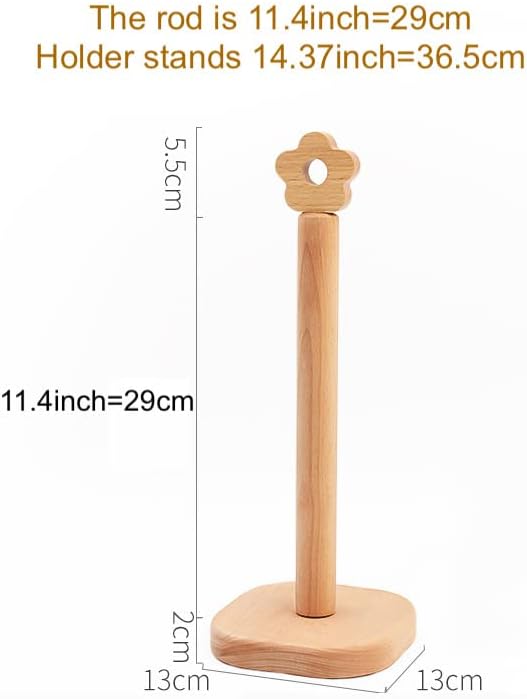 Paper Towel Holder, Wooden Kitchen Roll Stand Organizer Free Standing, Housewarming Gift Present for Friends