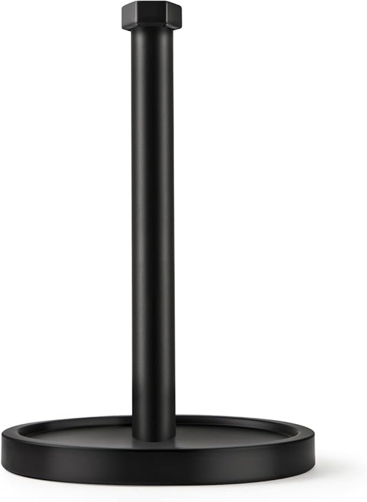 Paper Towel Holder Countertop, Stainless Steel Paper Towel Holder -Weighted Base, One-Handed Tear, Black Kitchen Roll Holder, Non-Slip Protect The countertop-New Black