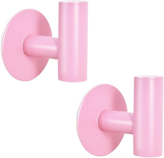 Vuzvuv Adhesive Hooks Pink SUS304 Stainless Steel - Self Adhesive Heavy Duty Waterproof Wall Hooks for Towel, Coat, Robe in Bathrooms Kitchen Hotel (2-Pack)