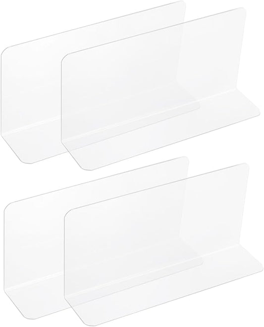 uxcell 4pcs Clear Shelf Dividers, 8"x3.9" Plastic L-Shaped Shelf Separator, Transparent Organizer Divider for Supermarket Store Commodity Classification