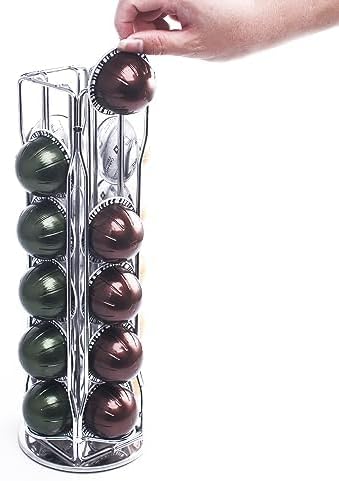 20 Vertuo Pods Coffee Pod Holder Compatible For Nespresso Vertuoline Stand Rack Holds Vertuo line Organizer Carousel 360-Degree Rotatable (Silvery)