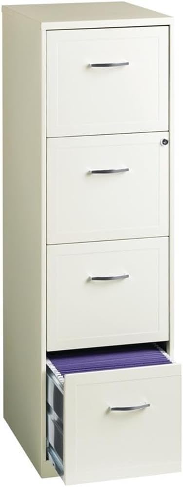 Pemberly Row 18" 4-Drawer Traditional Metal Filing Cabinet in White