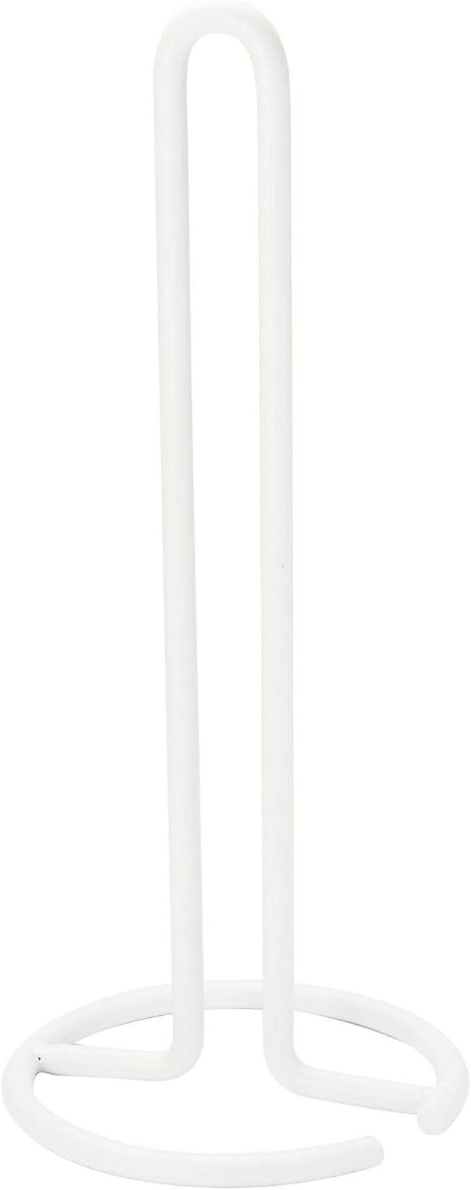 Spectrum Euro Modern Paper Towel Holder Countertop Kitchen Organizer Vertical Standing Roll Dispenser, Weighted Paper Towel Base Durable Steel Construction Fits Standard Jumbo Rolls, Matte White