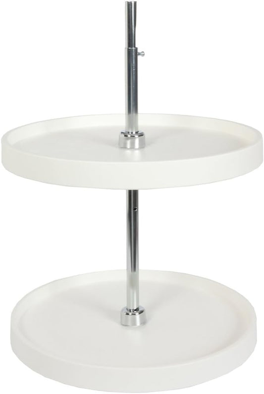 Knape & Vogt Plastic Lazy Susan Organizer, 2-Tier Lazy Susan for Cabinet, Full-Round 20-Inch Polymer Spice Turntable, White
