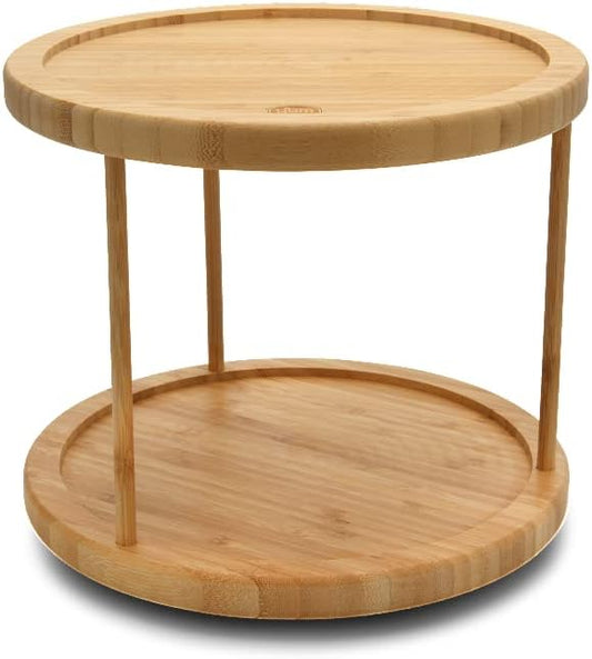 YBM Home Bamboo Wooden Non-Skid Spinner for Kitchen, Pantry, Fridge, Cupboards, or Counter Organizing, Fully Rotating Organizer